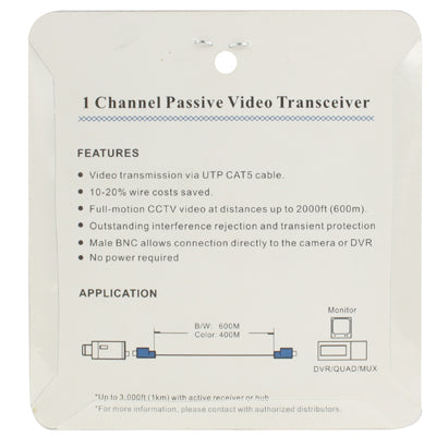 2 PCS 1 Channel Passive Video Transceiver, 1 Channel 2 PCS 1 Channel Passive Video Transceiver, 1 Channel